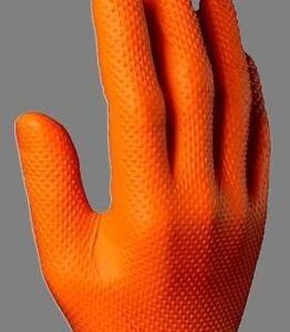 Orange Diamond Texture Grip Nitrile Disposable (Pack 100) Size L